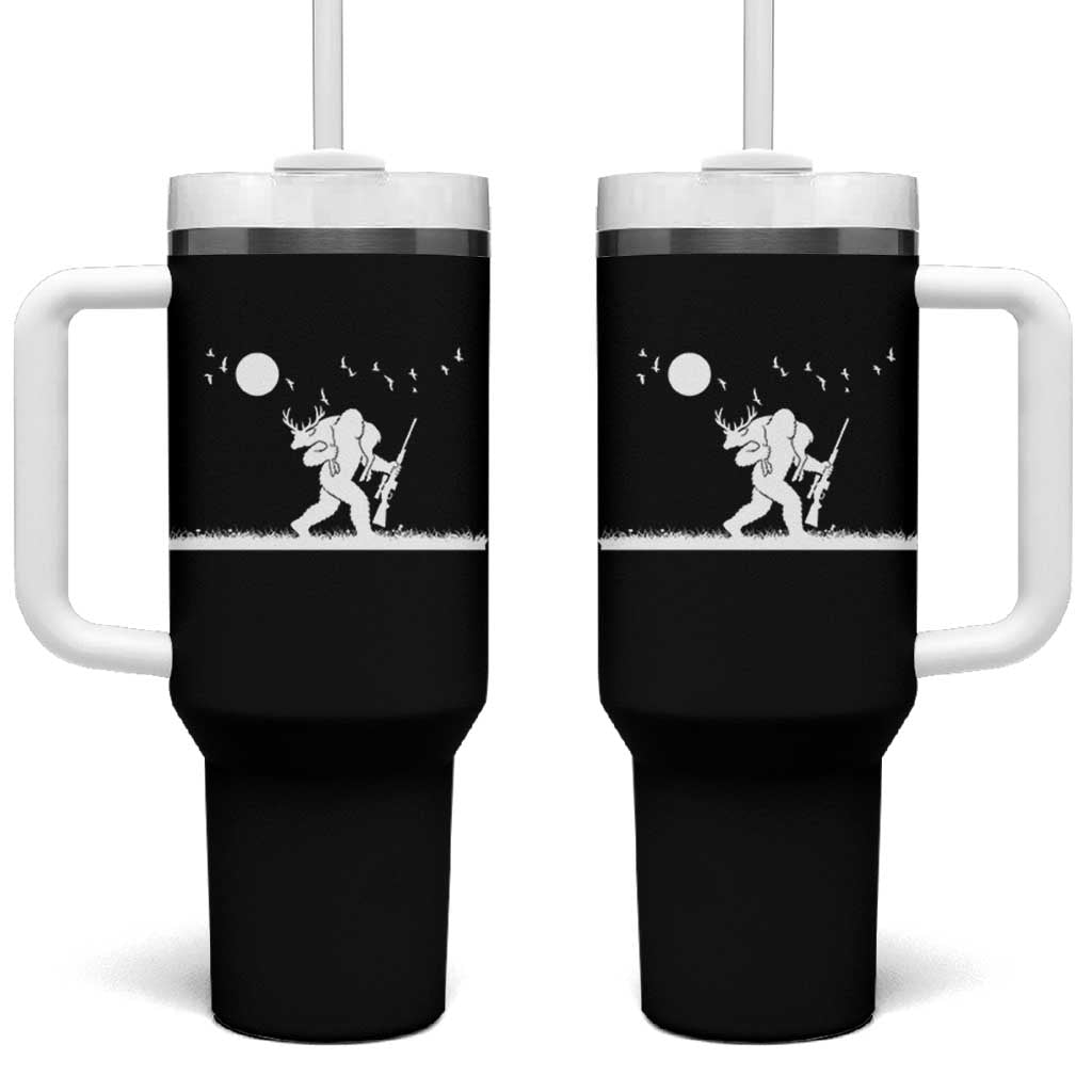 Sasquatch Hunter With Rifle Tumbler With Handle Funny Bigfoot Outdoor Design