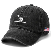 Sasquatch Hunter With Rifle Washed Cotton Baseball Cap Funny Bigfoot Outdoor Design