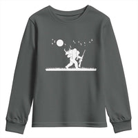 Sasquatch Hunter With Rifle Youth Sweatshirt Funny Bigfoot Outdoor Design - Wonder Print Shop