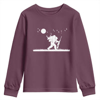 Sasquatch Hunter With Rifle Youth Sweatshirt Funny Bigfoot Outdoor Design - Wonder Print Shop