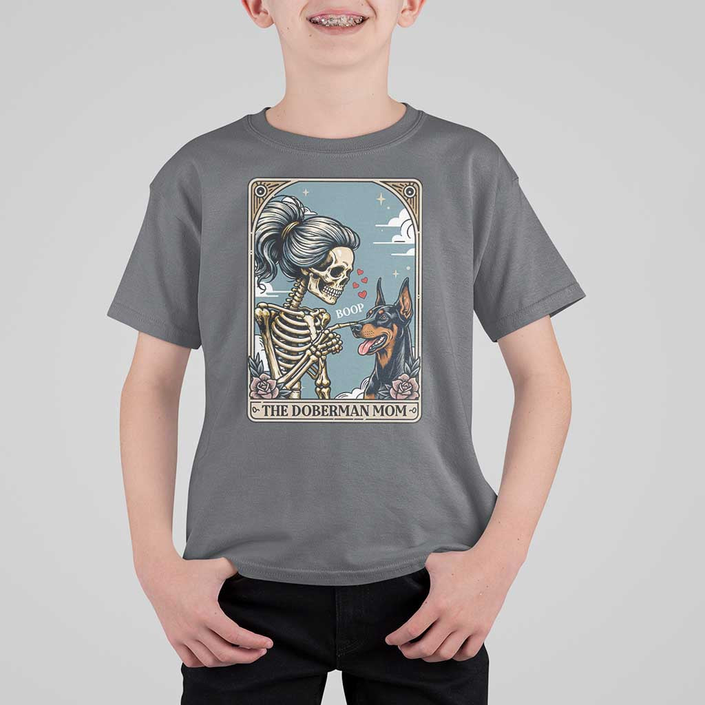 The Doberman Mom Skeleton Tarot Card T Shirt For Kid Boop Dobie Halloween Dog Lover Gift