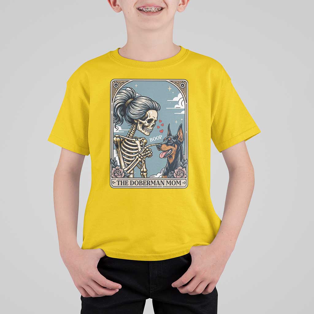 The Doberman Mom Skeleton Tarot Card T Shirt For Kid Boop Dobie Halloween Dog Lover Gift