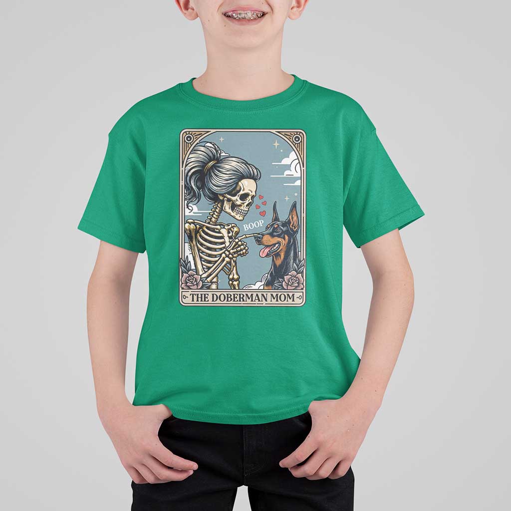 The Doberman Mom Skeleton Tarot Card T Shirt For Kid Boop Dobie Halloween Dog Lover Gift