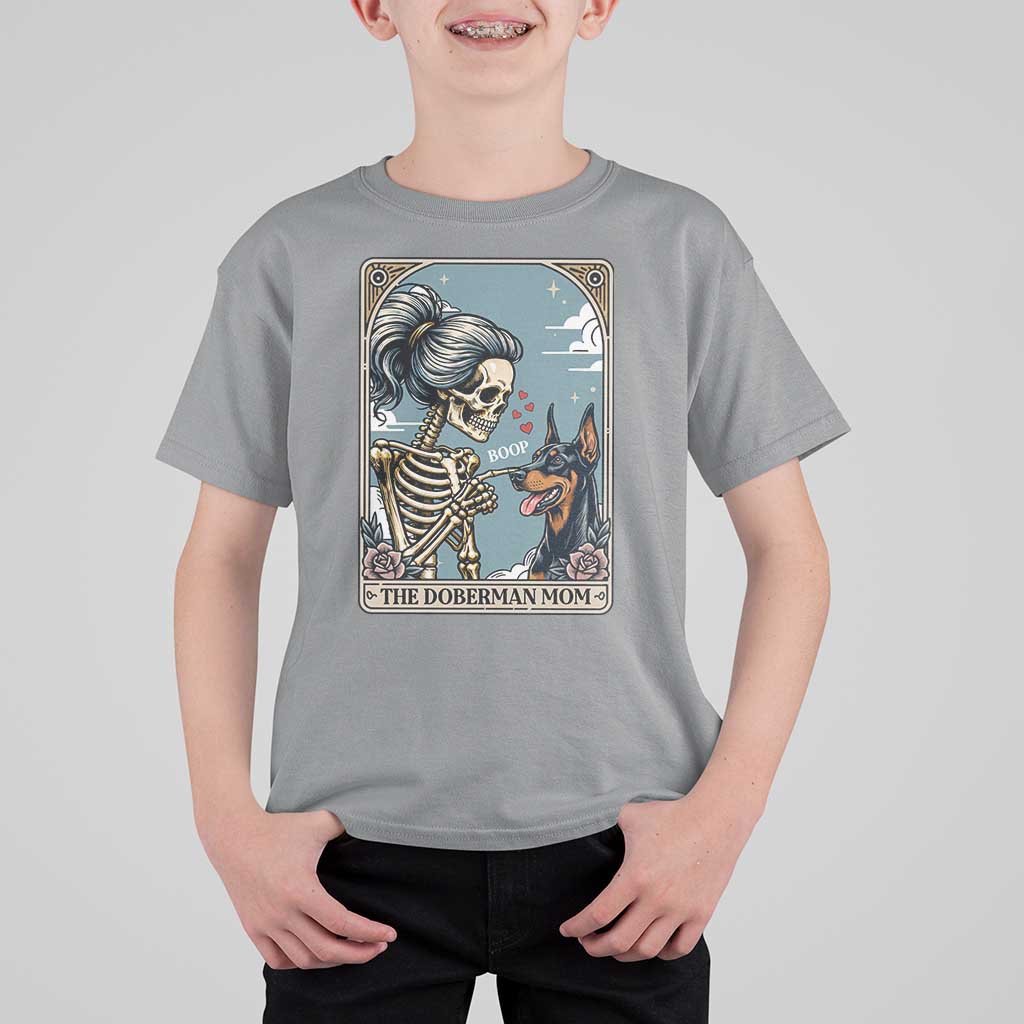 The Doberman Mom Skeleton Tarot Card T Shirt For Kid Boop Dobie Halloween Dog Lover Gift