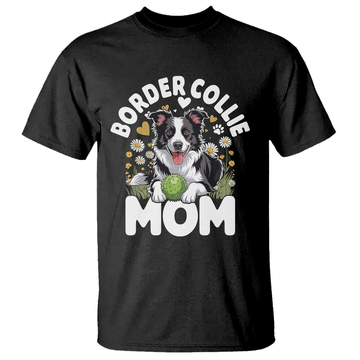 Cute Border Collie Mom T Shirt Flower Floral Dog Lover Gift