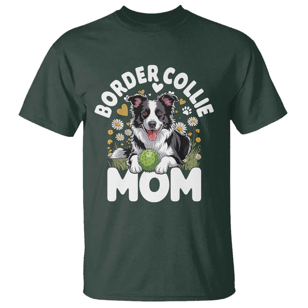 Cute Border Collie Mom T Shirt Flower Floral Dog Lover Gift