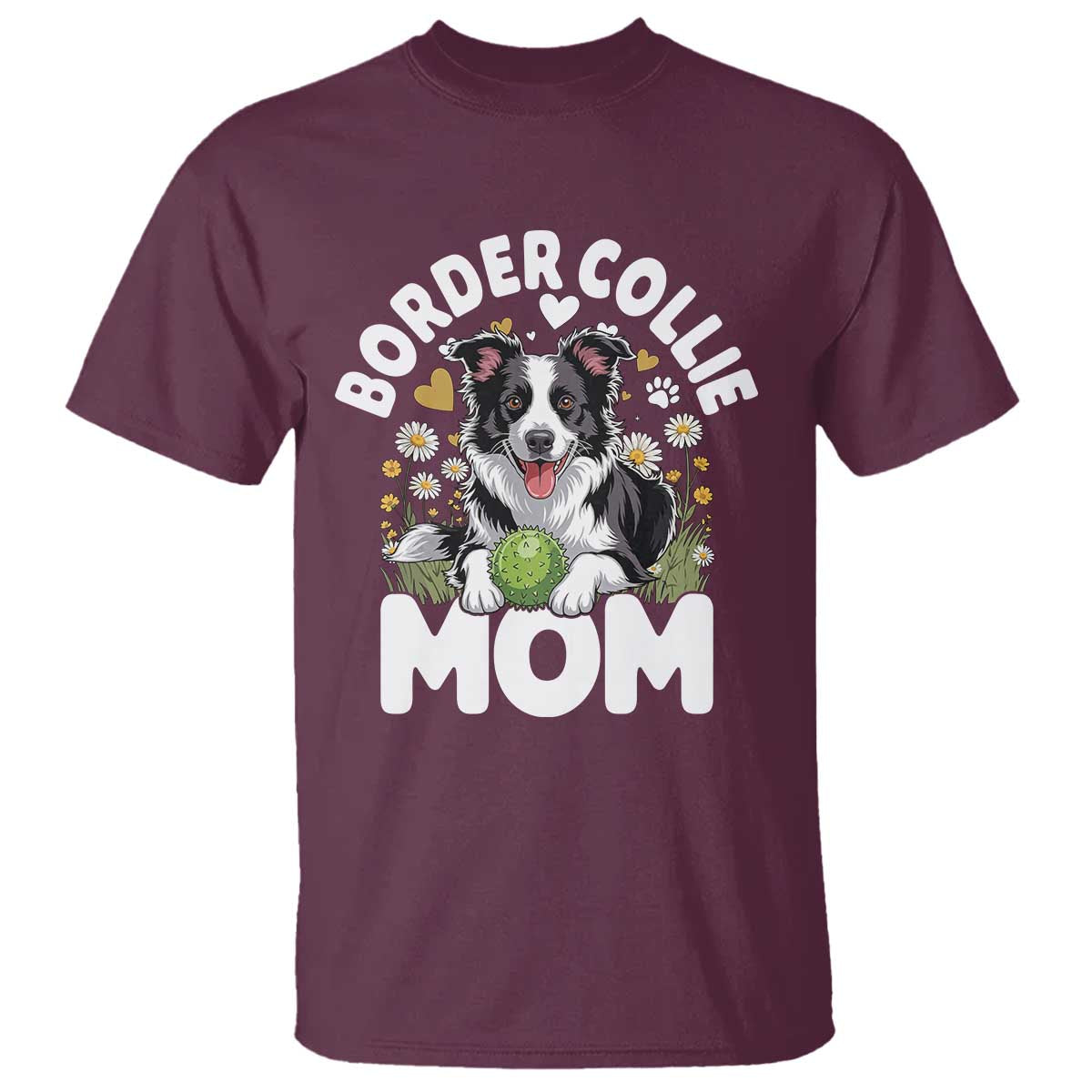 Cute Border Collie Mom T Shirt Flower Floral Dog Lover Gift