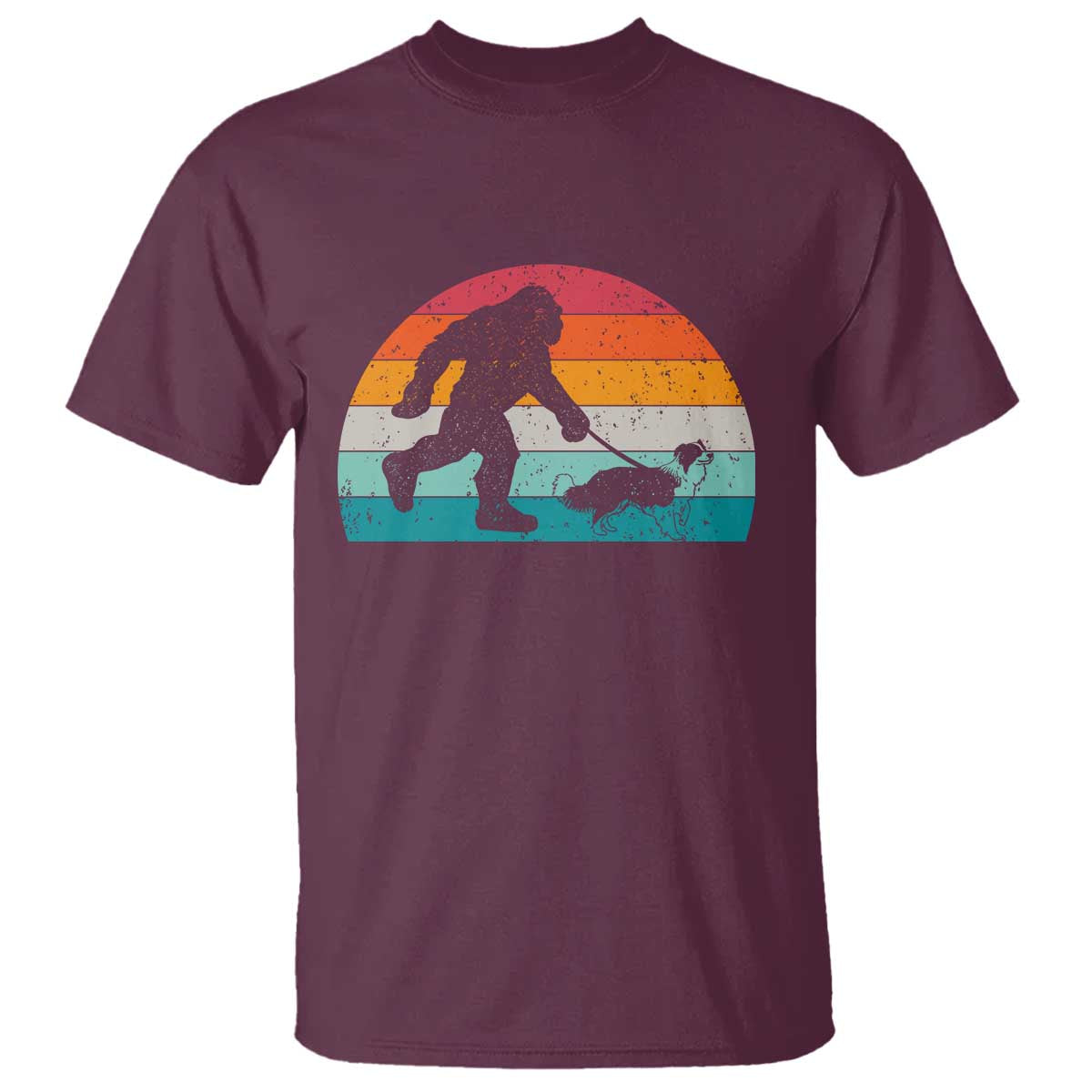 Funny Bigfoot Walking Border Collie Dog T Shirt Vintage Dog Lover Gift