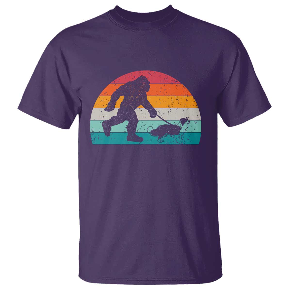 Funny Bigfoot Walking Border Collie Dog T Shirt Vintage Dog Lover Gift