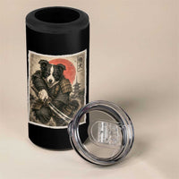 Japanese Border Collie Samurai Warrior 4 in 1 Can Cooler Tumbler Vintage Ukiyoe Dog Lover
