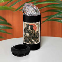 Japanese Border Collie Samurai Warrior 4 in 1 Can Cooler Tumbler Vintage Ukiyoe Dog Lover