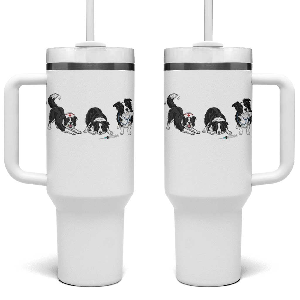 Funny Border Collie Nurse Vet Tech Tumbler With Handle Dog Lover Medical Worker Gift