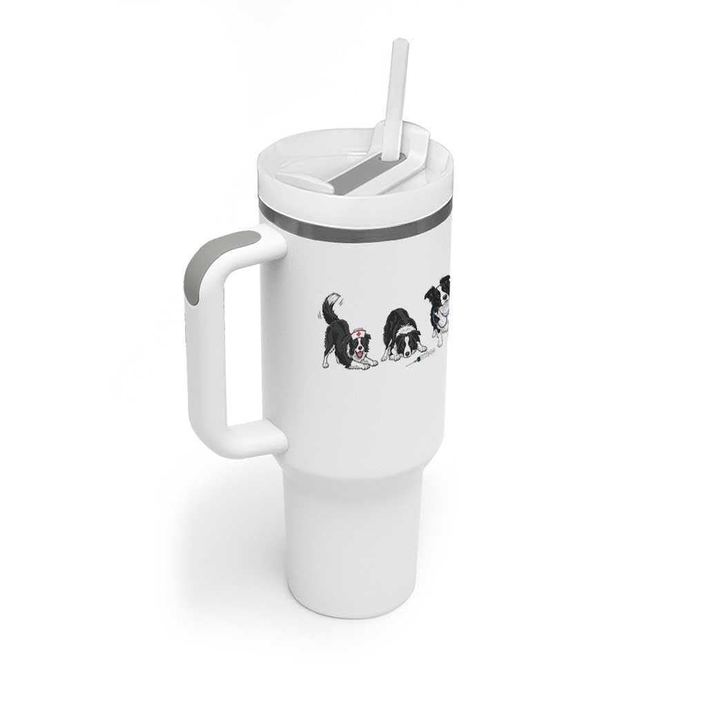Funny Border Collie Nurse Vet Tech Tumbler With Handle Dog Lover Medical Worker Gift