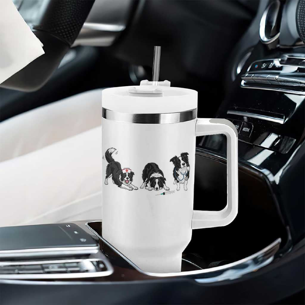 Funny Border Collie Nurse Vet Tech Tumbler With Handle Dog Lover Medical Worker Gift