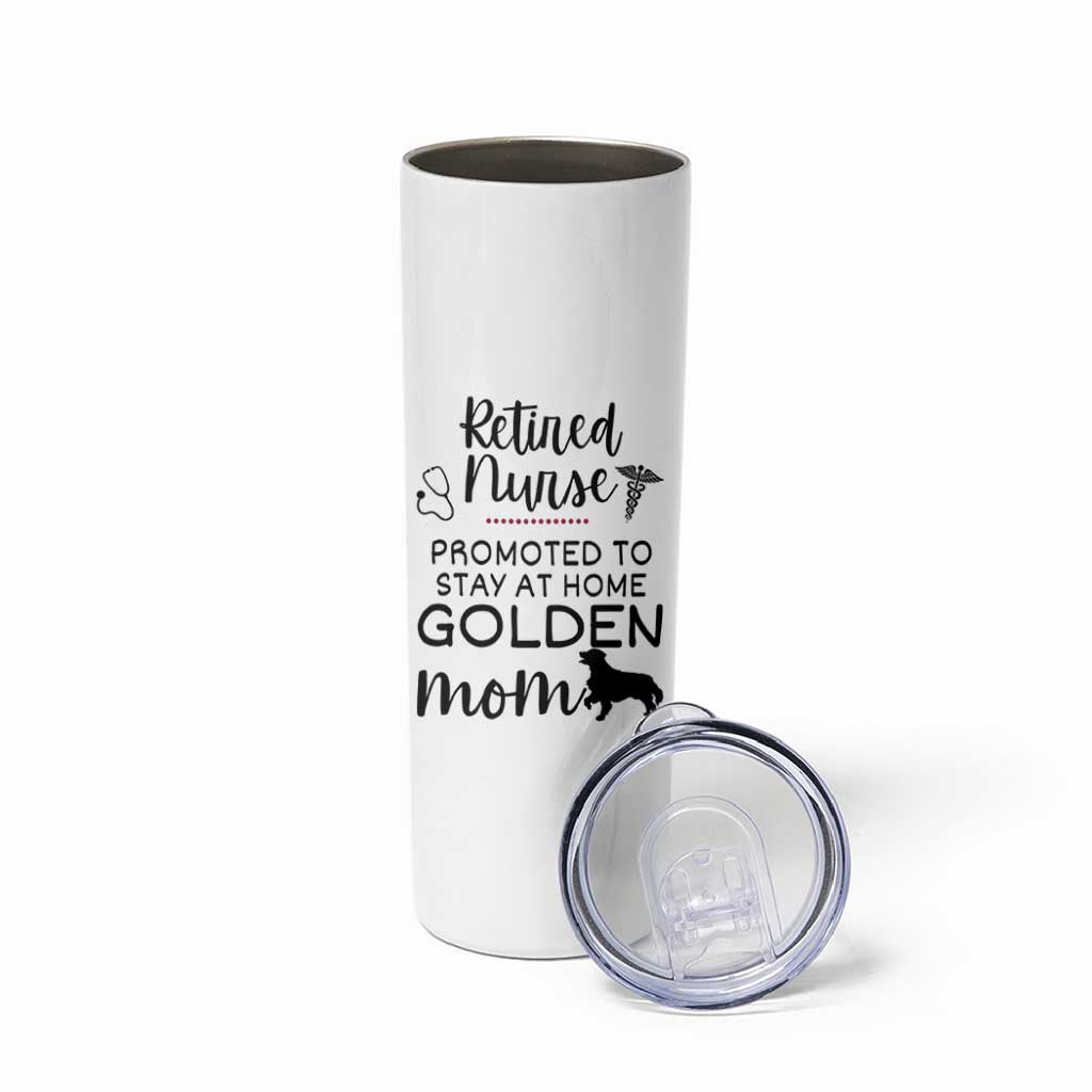 Funny Nurse Retirement Golden Mom Gift Skinny Tumbler Promoted To Stay At Home