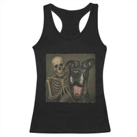 Funny Skeleton Selfie With Great Dane Racerback Tank Top Halloween Spooky Dog Lover Gift