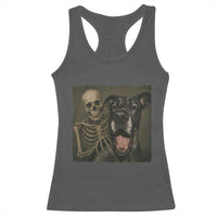 Funny Skeleton Selfie With Great Dane Racerback Tank Top Halloween Spooky Dog Lover Gift