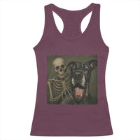 Funny Skeleton Selfie With Great Dane Racerback Tank Top Halloween Spooky Dog Lover Gift