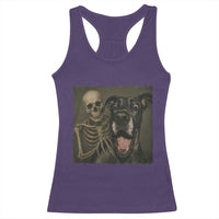Funny Skeleton Selfie With Great Dane Racerback Tank Top Halloween Spooky Dog Lover Gift
