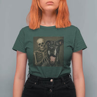 Funny Skeleton Selfie With Great Dane T Shirt For Women Halloween Spooky Dog Lover Gift