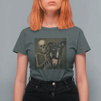 Funny Skeleton Selfie With Great Dane T Shirt For Women Halloween Spooky Dog Lover Gift