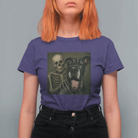 Funny Skeleton Selfie With Great Dane T Shirt For Women Halloween Spooky Dog Lover Gift