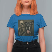 Funny Skeleton Selfie With Great Dane T Shirt For Women Halloween Spooky Dog Lover Gift