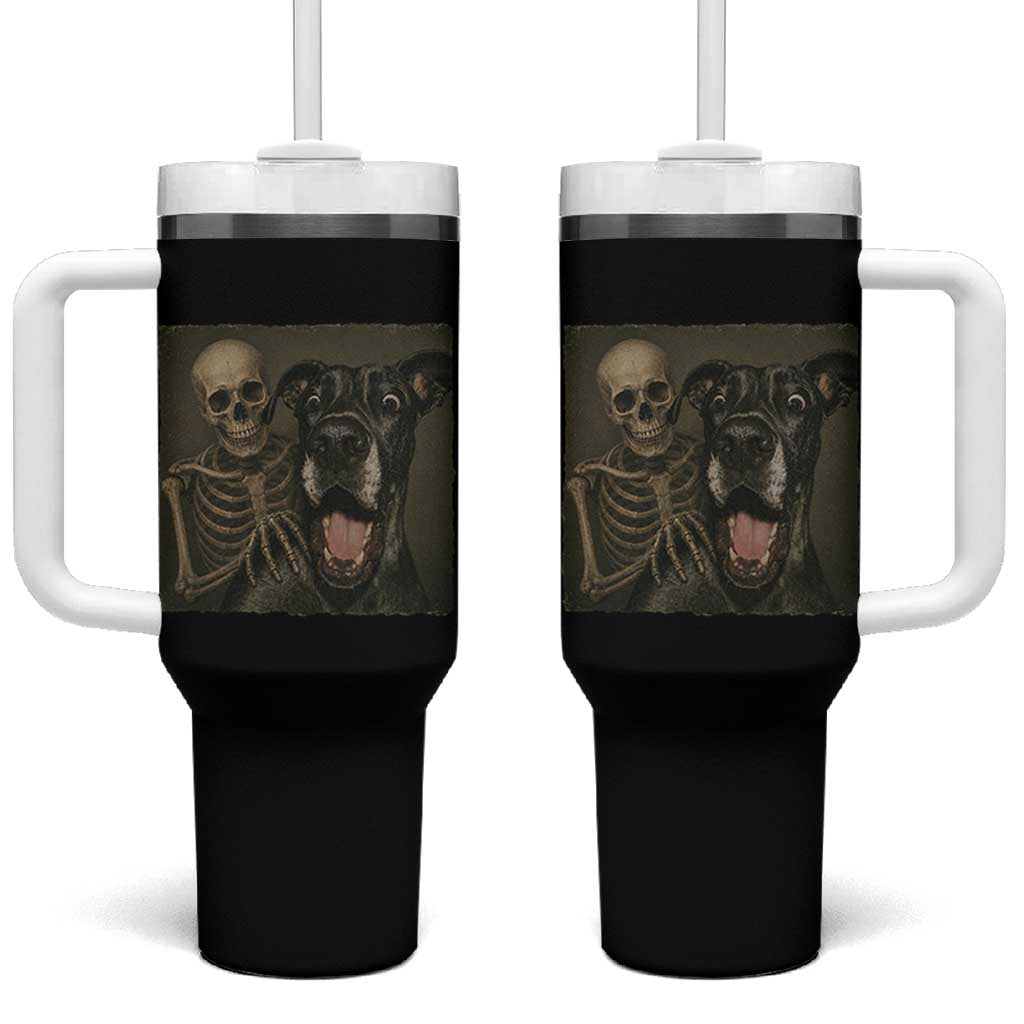 Funny Skeleton Selfie With Great Dane Tumbler With Handle Halloween Spooky Dog Lover Gift
