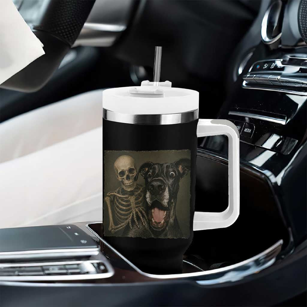 Funny Skeleton Selfie With Great Dane Tumbler With Handle Halloween Spooky Dog Lover Gift