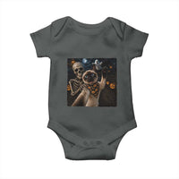 Funny Skeleton Selfie Siamese Cat Baby Onesie Halloween Spooky Cat Lover Gift