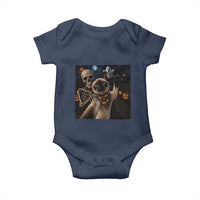 Funny Skeleton Selfie Siamese Cat Baby Onesie Halloween Spooky Cat Lover Gift