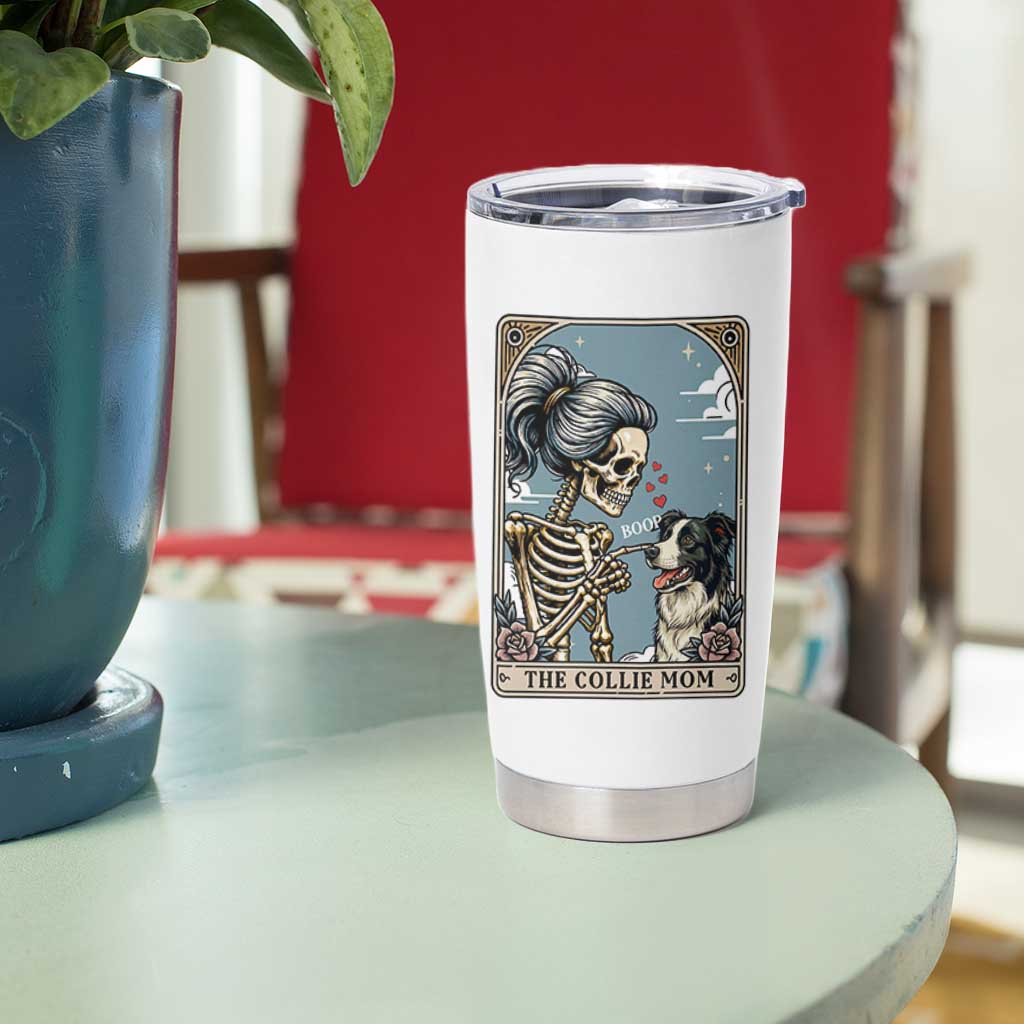 Border Collie Mom Skeleton Tarot Card Tumbler Cup Boop Sheepdog Dog Lover Gift
