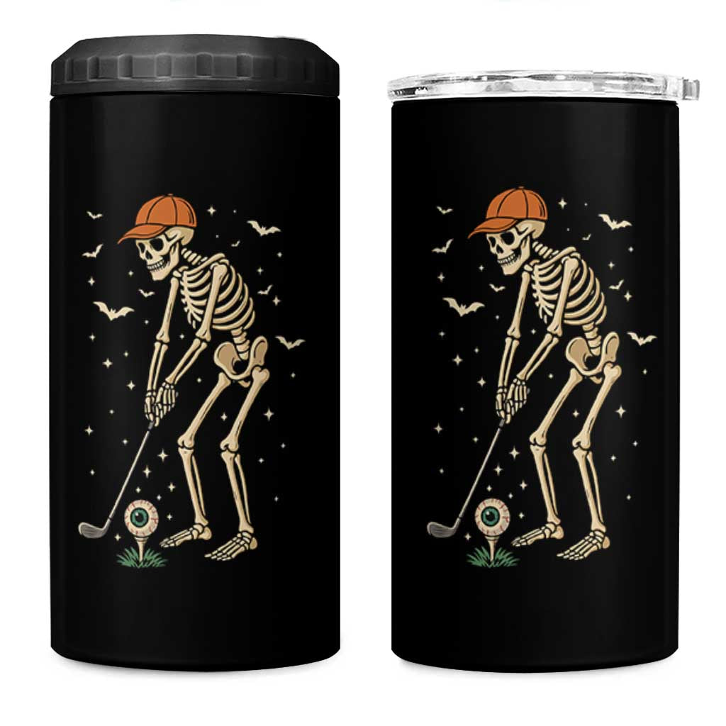 Halloween Skeleton Golfer 4 in 1 Can Cooler Tumbler Funny Golf Lover Gift