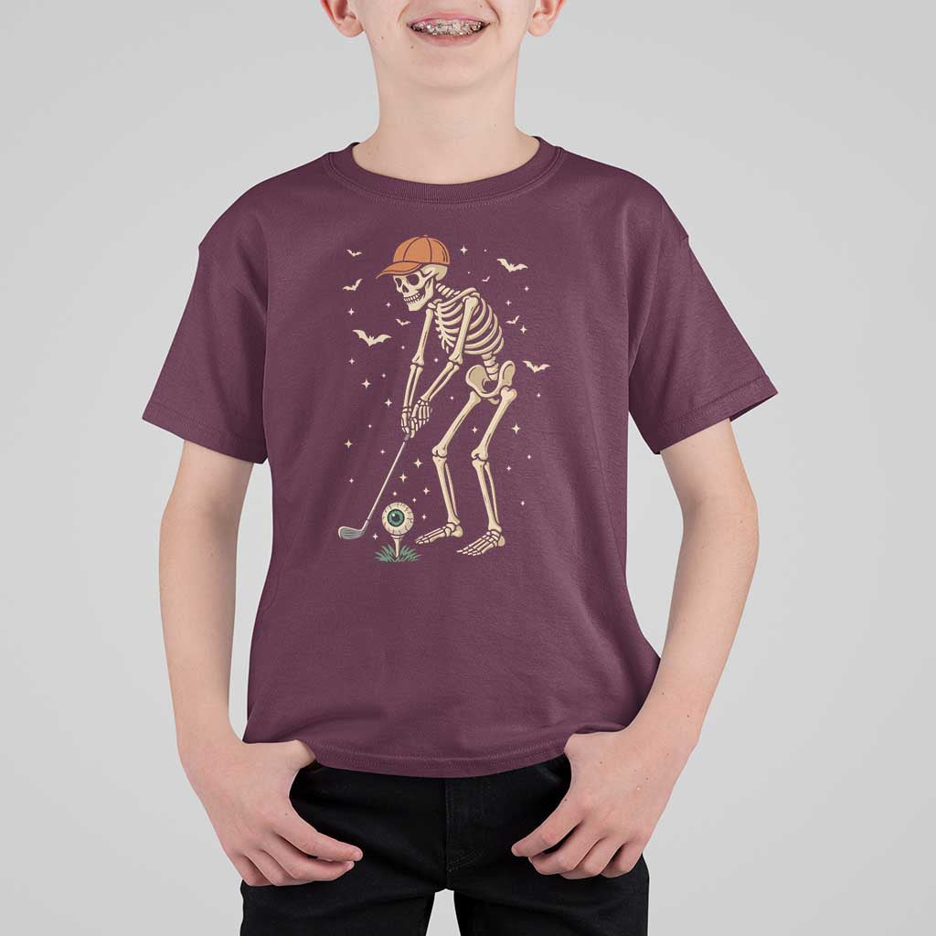 Halloween Skeleton Golfer T Shirt For Kid Funny Golf Lover Gift - Wonder Print Shop