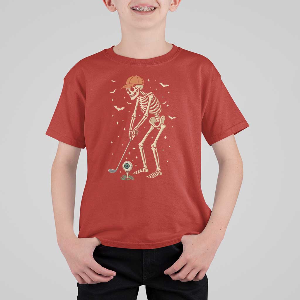 Halloween Skeleton Golfer T Shirt For Kid Funny Golf Lover Gift - Wonder Print Shop