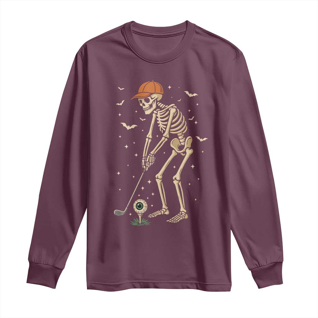 Halloween Skeleton Golfer Long Sleeve Shirt Funny Golf Lover Gift - Wonder Print Shop