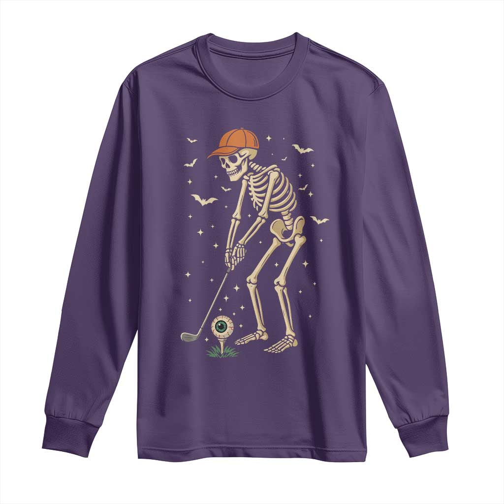 Halloween Skeleton Golfer Long Sleeve Shirt Funny Golf Lover Gift - Wonder Print Shop