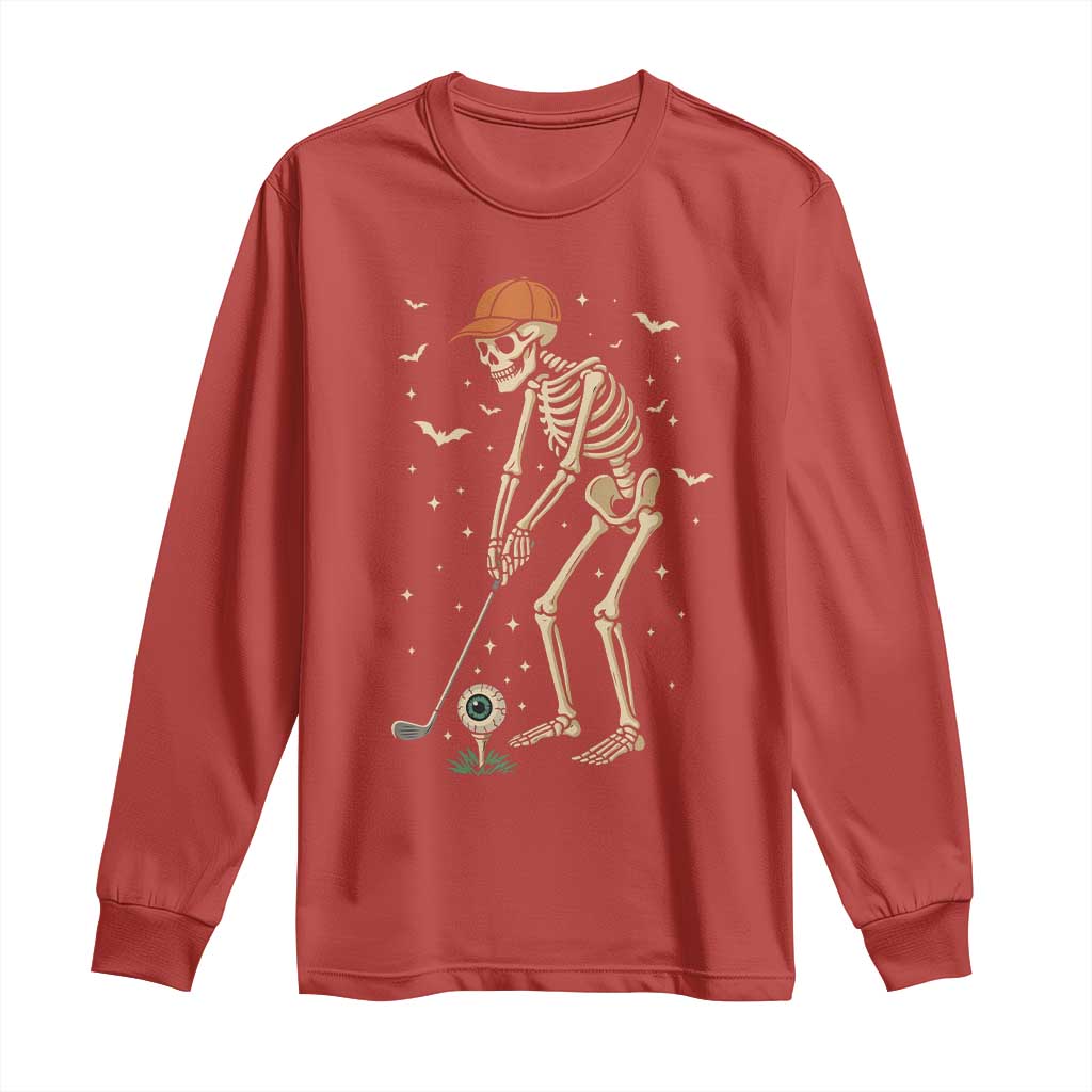 Halloween Skeleton Golfer Long Sleeve Shirt Funny Golf Lover Gift - Wonder Print Shop