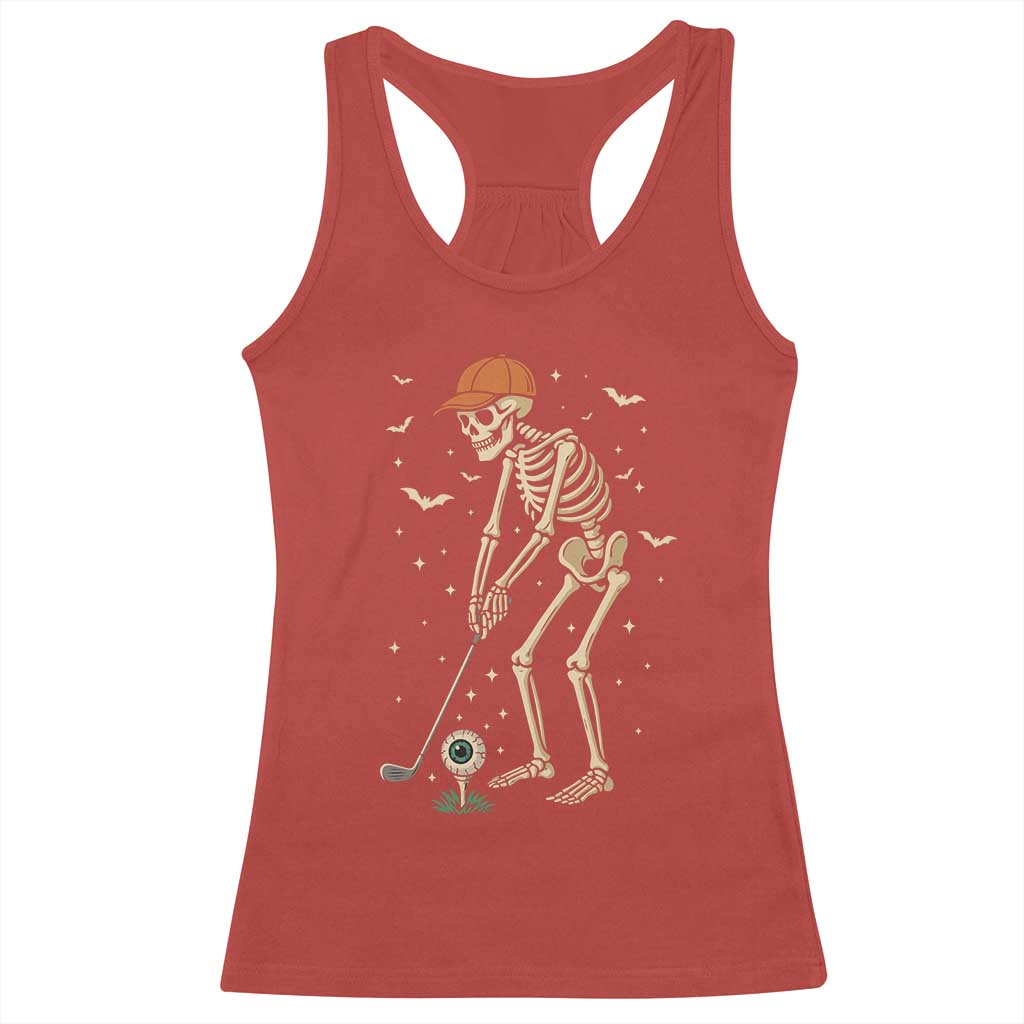 Halloween Skeleton Golfer Racerback Tank Top Funny Golf Lover Gift - Wonder Print Shop