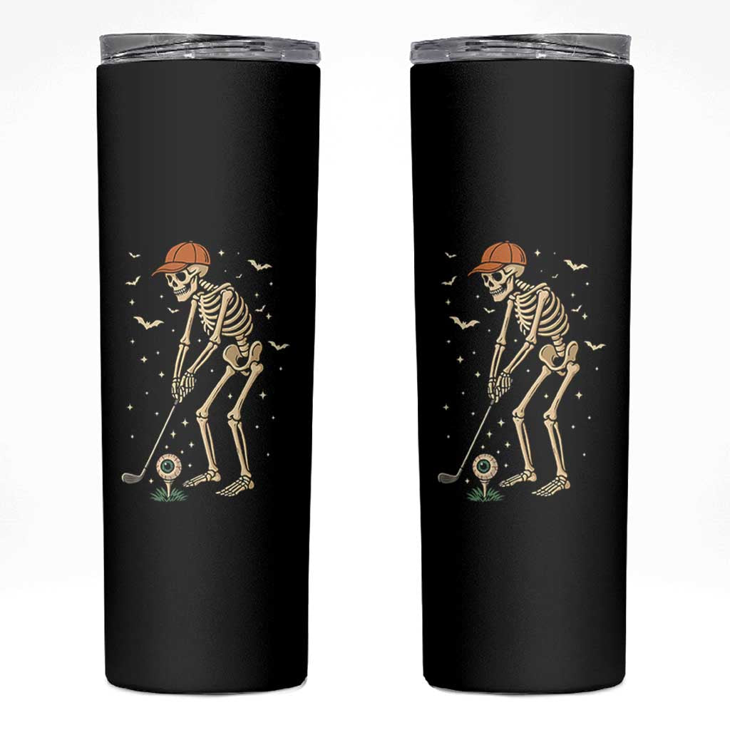 Halloween Skeleton Golfer Skinny Tumbler Funny Golf Lover Gift