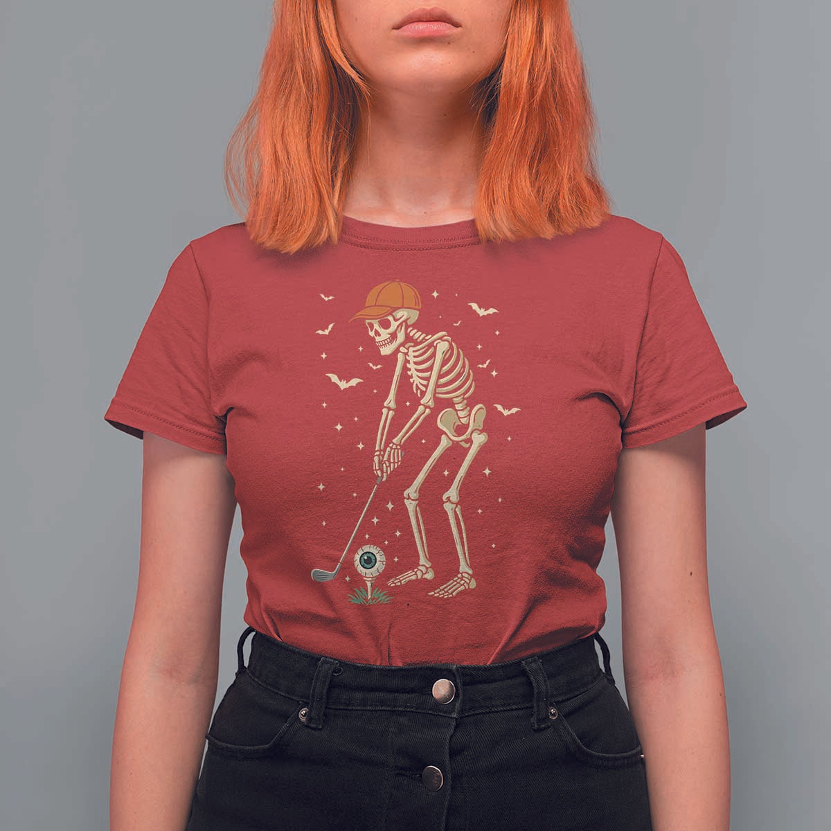 Halloween Skeleton Golfer T Shirt For Women Funny Golf Lover Gift - Wonder Print Shop