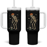 Halloween Skeleton Golfer Tumbler With Handle Funny Golf Lover Gift