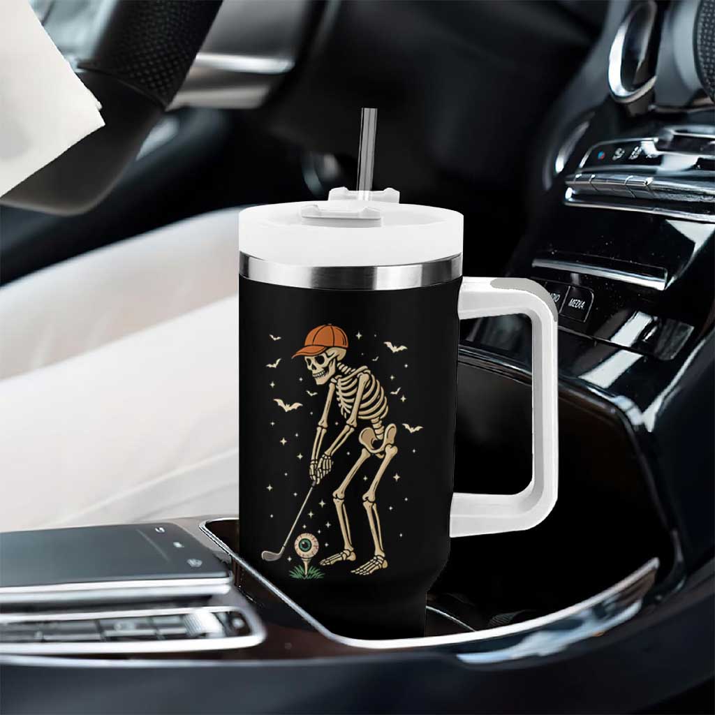 Halloween Skeleton Golfer Tumbler With Handle Funny Golf Lover Gift