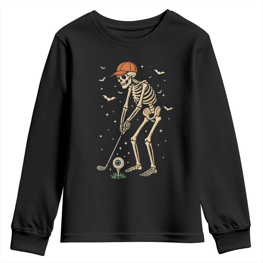 Halloween Skeleton Golfer Youth Sweatshirt Funny Golf Lover Gift - Wonder Print Shop