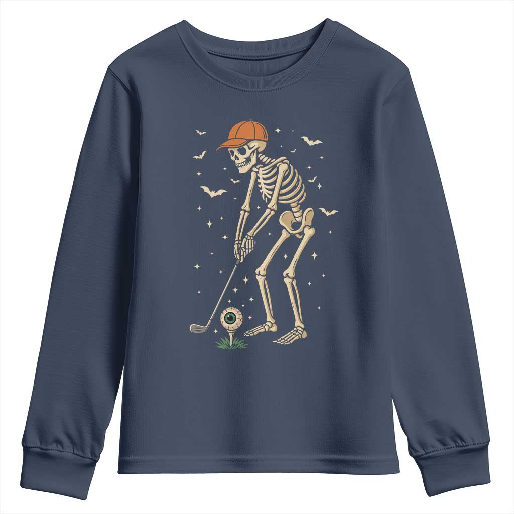 Halloween Skeleton Golfer Youth Sweatshirt Funny Golf Lover Gift - Wonder Print Shop