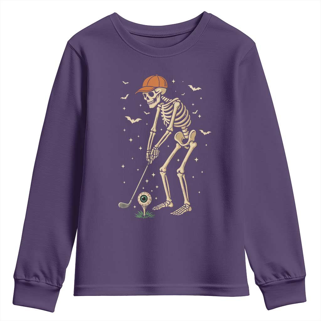 Halloween Skeleton Golfer Youth Sweatshirt Funny Golf Lover Gift - Wonder Print Shop