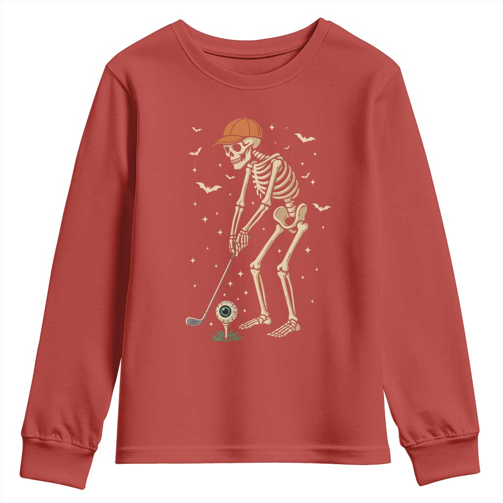Halloween Skeleton Golfer Youth Sweatshirt Funny Golf Lover Gift - Wonder Print Shop