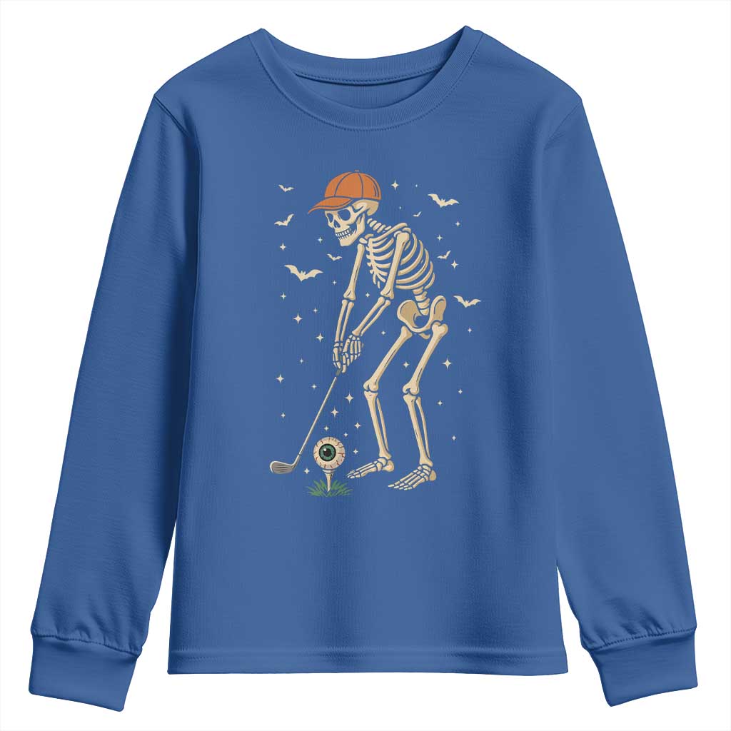 Halloween Skeleton Golfer Youth Sweatshirt Funny Golf Lover Gift - Wonder Print Shop