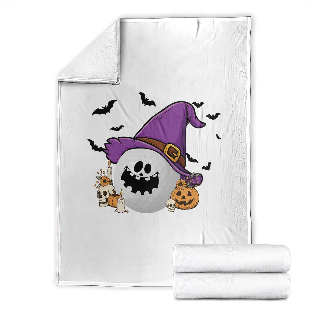 Halloween Golfer Gift Throw Blanket Creepy Golf Ball With Witch Hat - Wonder Print Shop