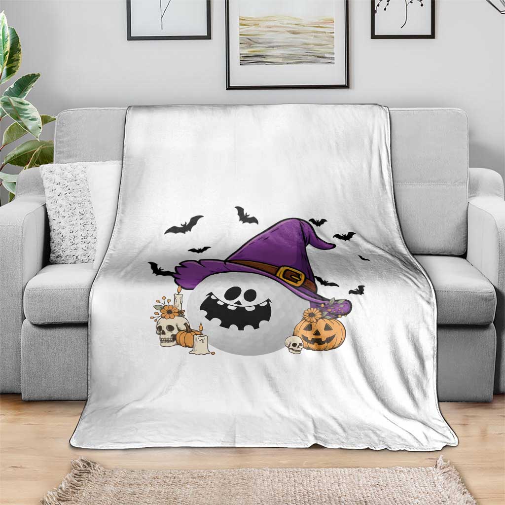 Halloween Golfer Gift Throw Blanket Creepy Golf Ball With Witch Hat - Wonder Print Shop